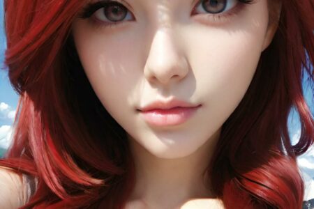AI girl with red hair wallpaper