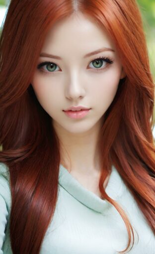 AI girl with red hair wallpaper