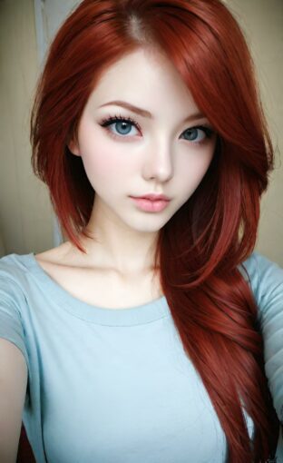 AI girl with red hair wallpaper