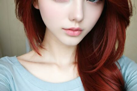 AI girl with red hair wallpaper