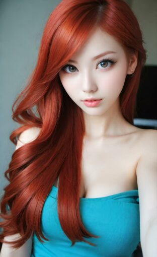 AI girl with red hair wallpaper