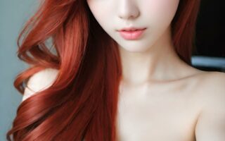 AI girl with red hair wallpaper