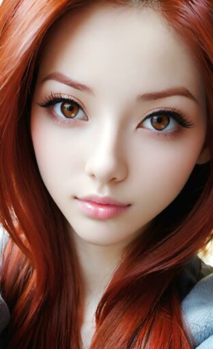 AI girl with red hair wallpaper