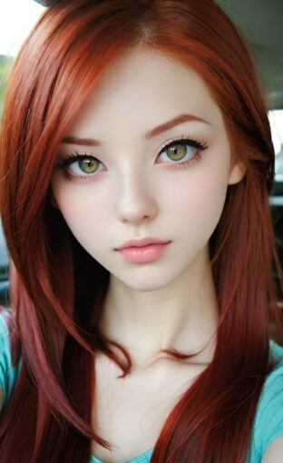 AI girl with red hair wallpaper