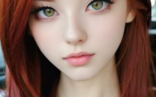 AI girl with red hair wallpaper