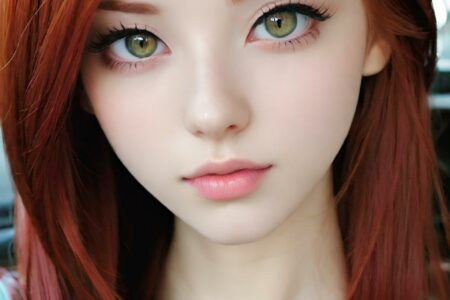 AI girl with red hair wallpaper