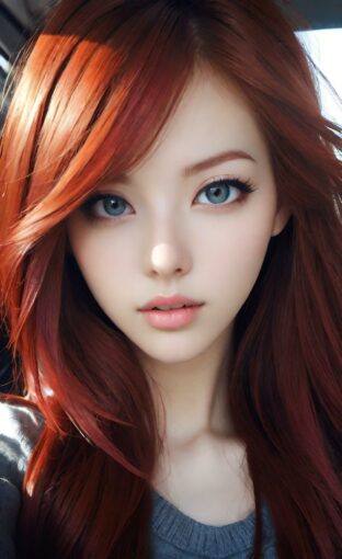 AI girl with red hair wallpaper