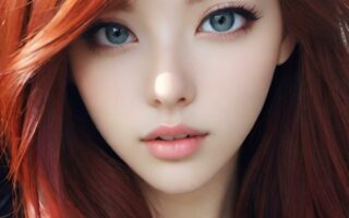 AI girl with red hair wallpaper