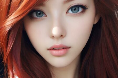 AI girl with red hair wallpaper