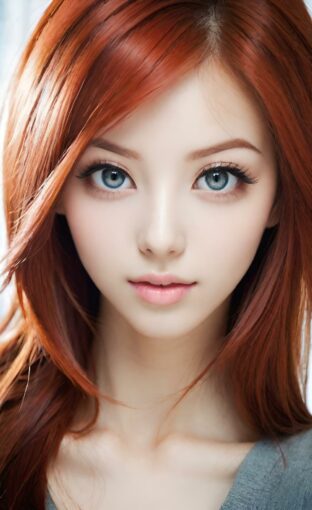 AI girl with red hair wallpaper