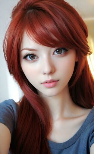 AI girl with red hair wallpaper