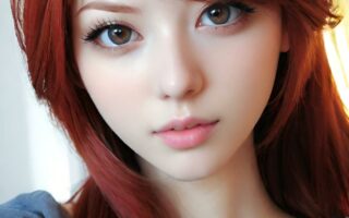 AI girl with red hair wallpaper