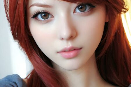 AI girl with red hair wallpaper