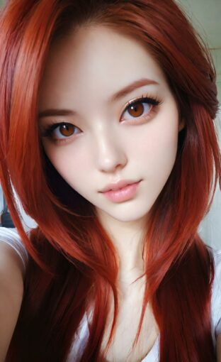 AI girl with red hair wallpaper