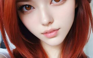 AI girl with red hair wallpaper