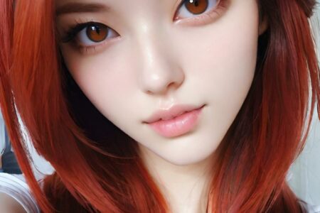 AI girl with red hair wallpaper