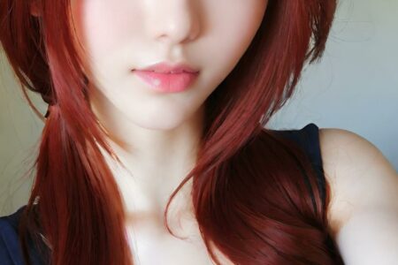 AI girl with red hair wallpaper