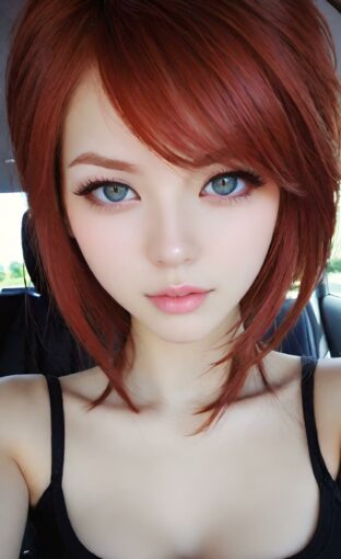 AI girl with red hair wallpaper