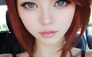 AI girl with red hair wallpaper