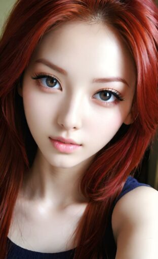 AI girl with red hair wallpaper