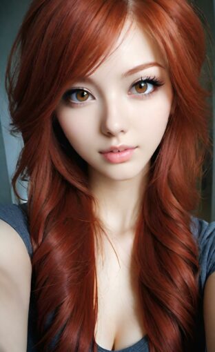 AI girl with red hair wallpaper