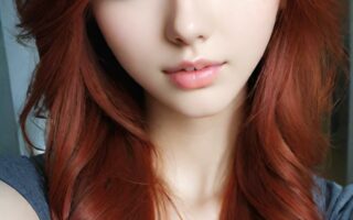 AI girl with red hair wallpaper