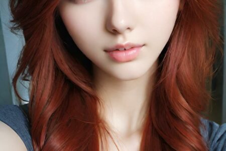 AI girl with red hair wallpaper