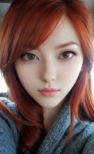 AI girl with red hair wallpaper