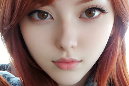 AI girl with red hair wallpaper