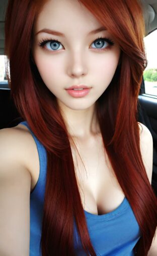 AI girl with red hair wallpaper