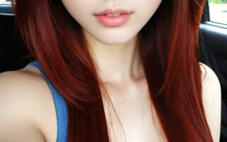 AI girl with red hair wallpaper