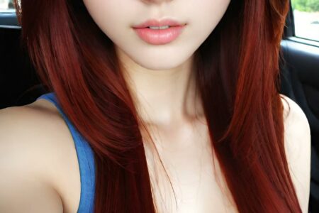 AI girl with red hair wallpaper