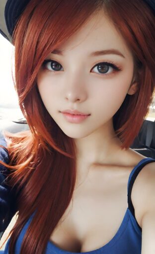 AI girl with red hair wallpaper