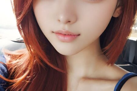 AI girl with red hair wallpaper