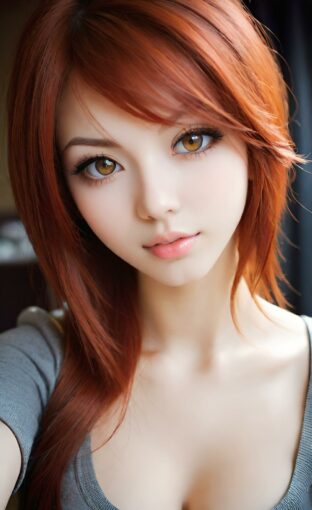 AI girl with red hair wallpaper
