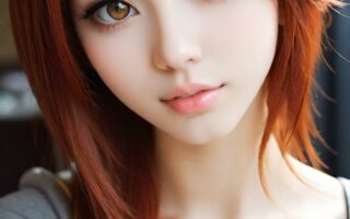 AI girl with red hair wallpaper