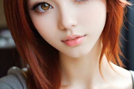 AI girl with red hair wallpaper