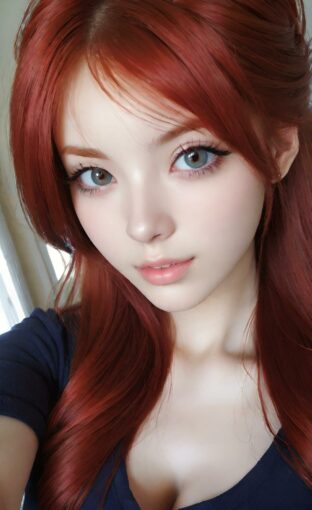 AI girl with red hair wallpaper