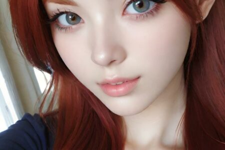 AI girl with red hair wallpaper