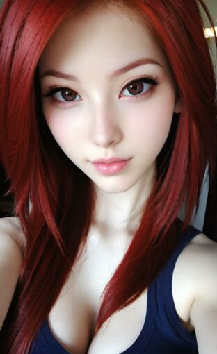 AI girl with red hair wallpaper