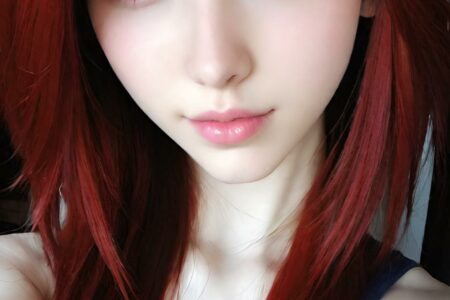 AI girl with red hair wallpaper