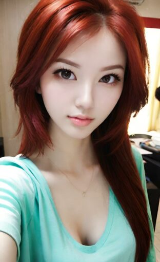 AI girl with red hair wallpaper