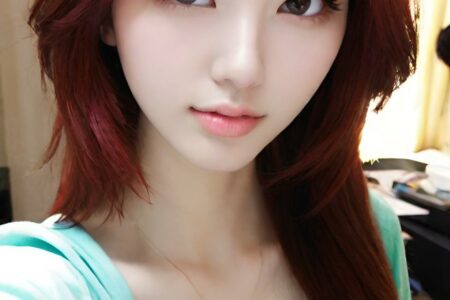 AI girl with red hair wallpaper