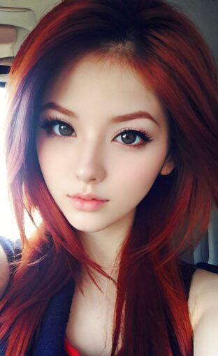 AI girl with red hair wallpaper