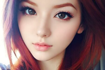 AI girl with red hair wallpaper