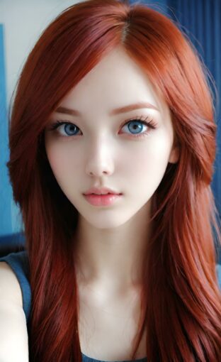 AI girl with red hair wallpaper