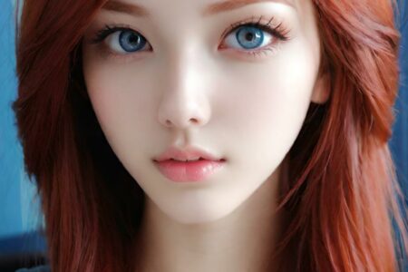 AI girl with red hair wallpaper