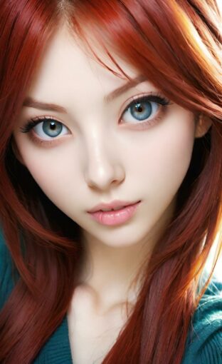 AI girl with red hair wallpaper
