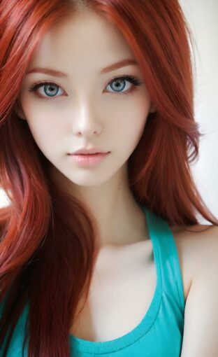 AI girl with red hair wallpaper