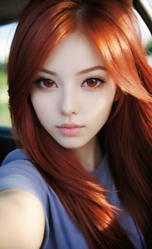 AI girl with red hair wallpaper